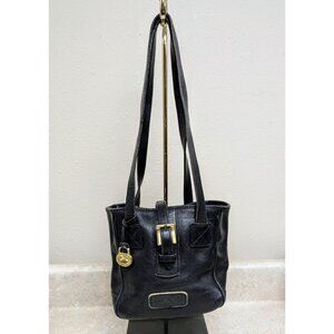 Dooney & Bourke Womens Black Square Bag Brass Feet Studs Made In USA RARE VTG